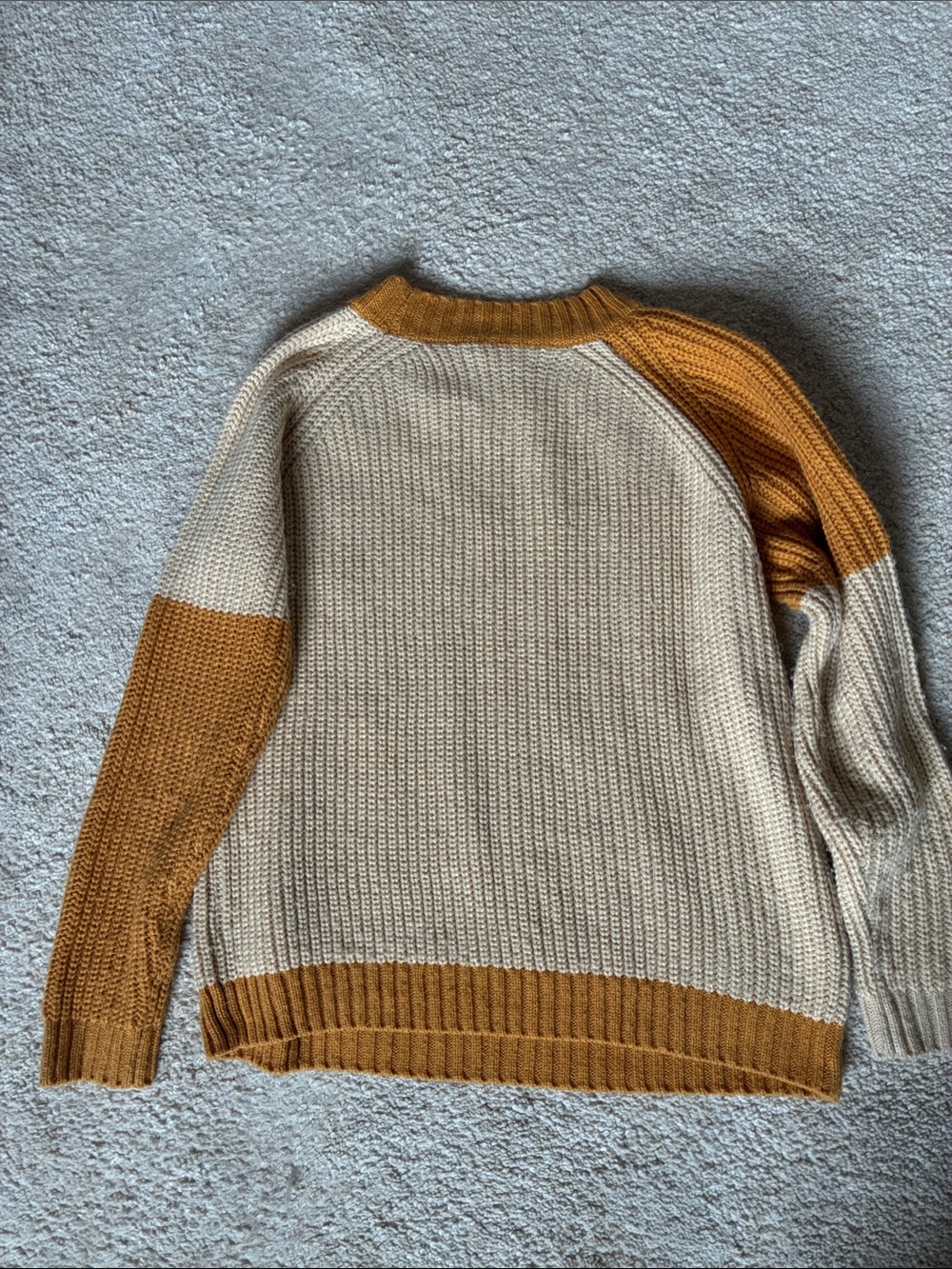 Sage Colorblock Crewneck Sweater in Mustard & Cream - Picture 5 of 5